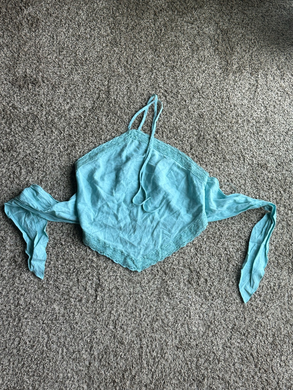 American Eagle Outfitters Light Teal Smocked Halter Crop Top